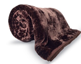 Thick Soft Blanket - Large Travel Sofa Bed Throw - Super Thick Soft Fluffy Warm And Cosy Throw Faux Fur Mink Blanket - Chocolate