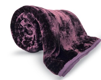 Thick Soft Blanket - Large Travel Sofa Bed Throw - Super Thick Soft Fluffy Warm And Cosy Throw Faux Fur Mink Blanket - Aubergine