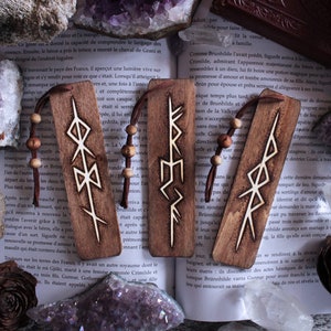 Marque-pages bindrunes Dieux nordiques || Freya, Thor, Odin || Marque-pages en bois viking