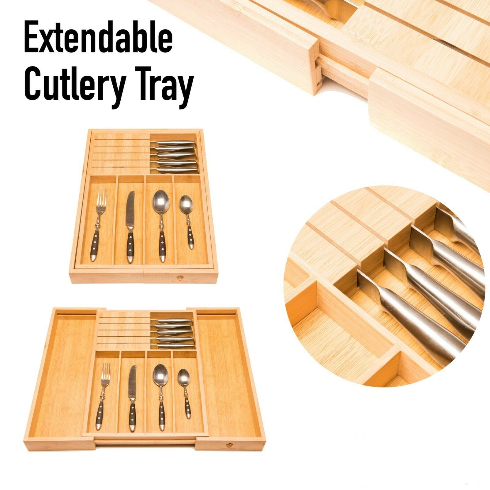 home basics bamboo expandable cutlery tray