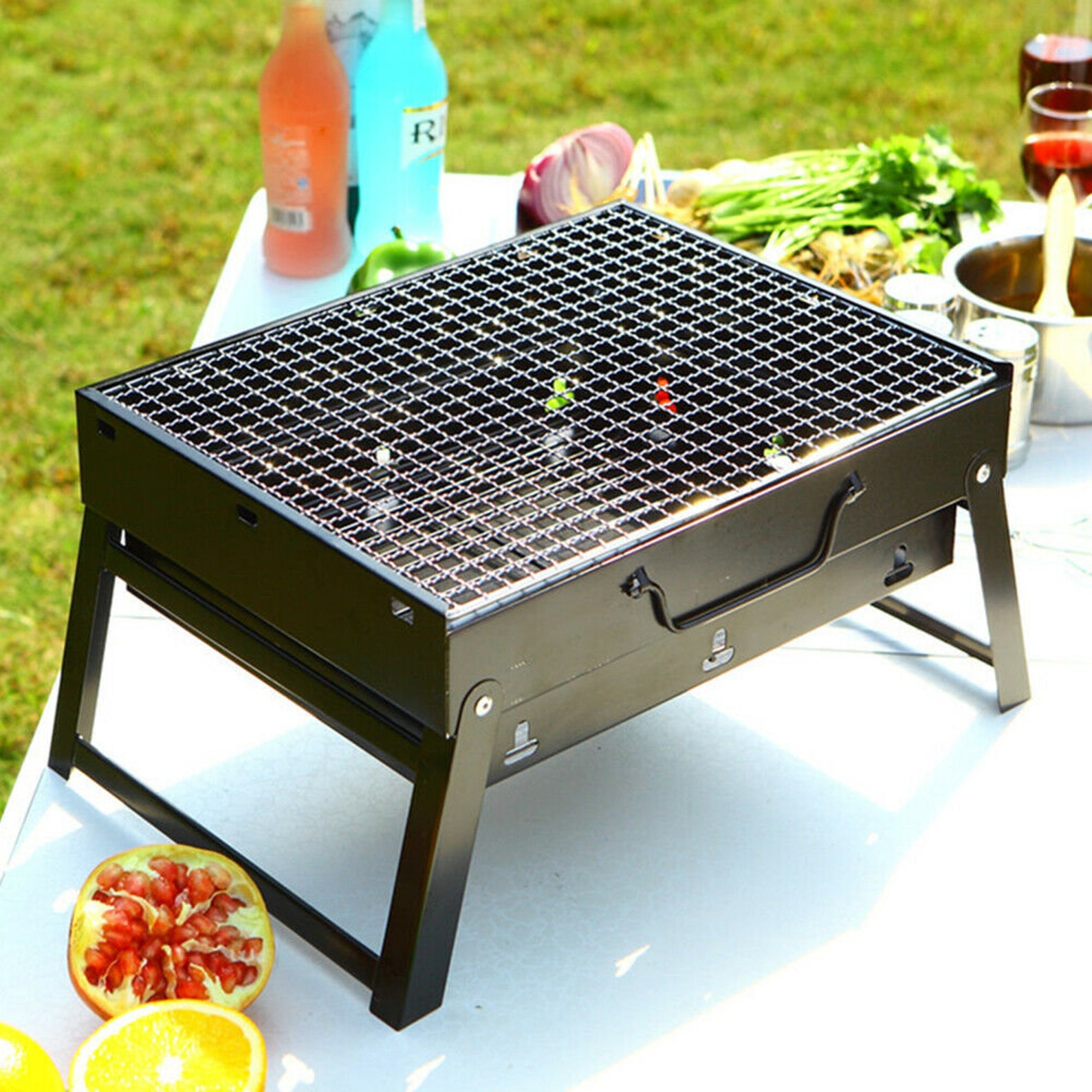 Compact BBQ Grill Portable Folding Charcoal Camping Garden Etsy