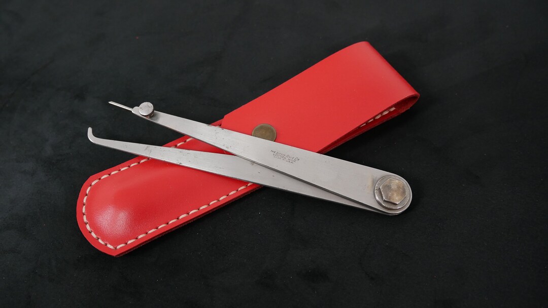 Lufkin Hermaphrodite Caliper With Leather Case Sheath Holster Tools