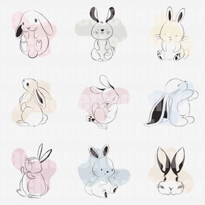 Collection 1 Cute Rabbit Bunny Doodle Cartoon Tattoo Sticker Art Design Illustration Graphic .jpg .PNG .SVG .AI .eps