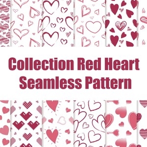Collection Heart Seamless Pattern Abstract Hearts Digital Printable ...