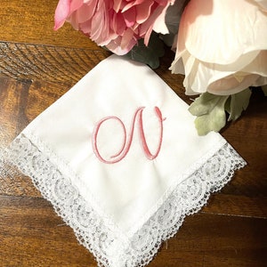 Embroidered Handkerchief, Wedding Gift, Monogrammed Handkerchief, Script Font, Personalized Custom Handkerchief, Hankie, Vintage , Gift