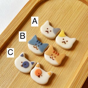 Cat Clay Stud Earrings , Handmade Cat Stud Earrings, Cat Lover Gift, Cute Animal Stud Earrings