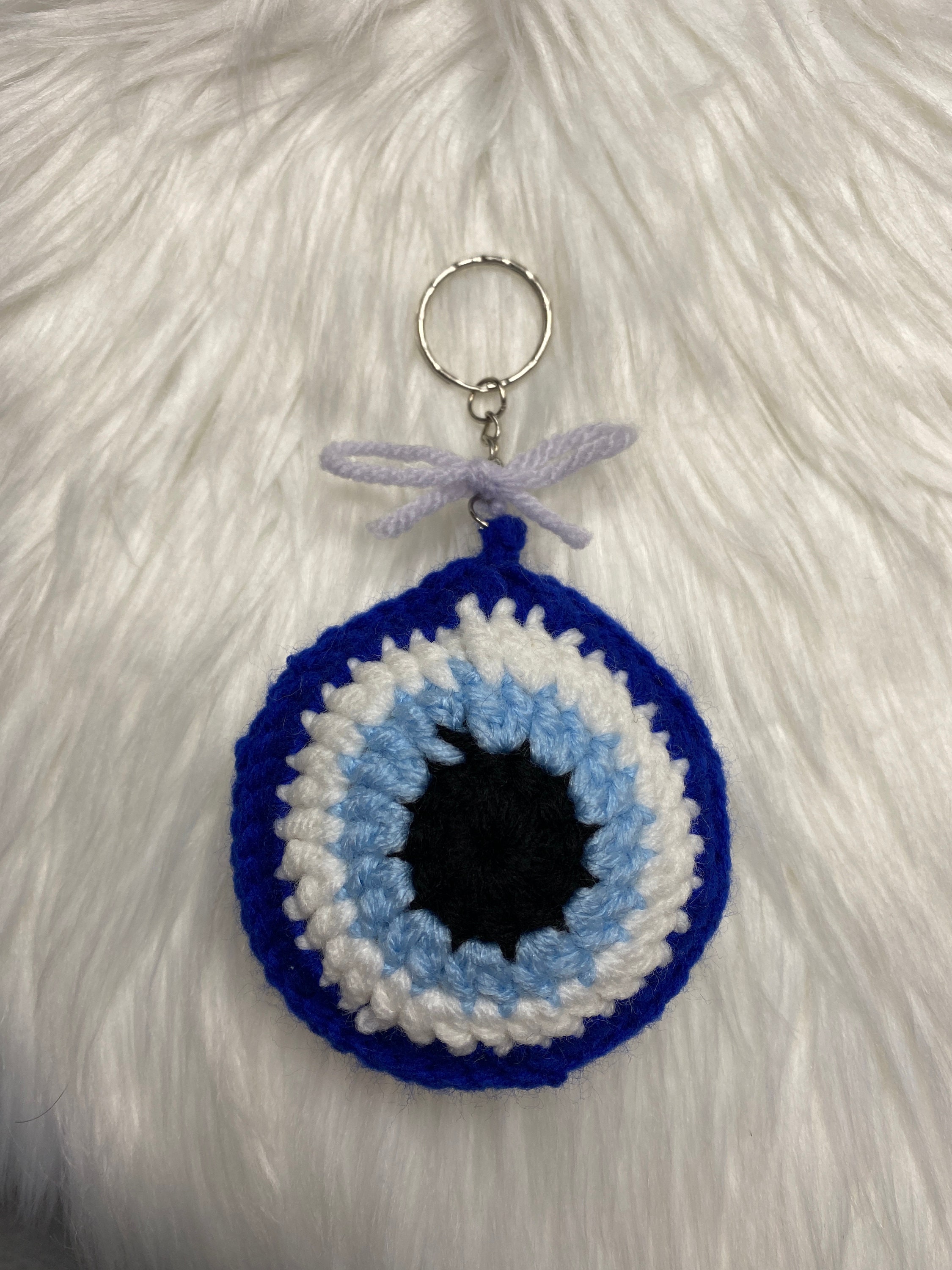 Crocheted Evil Eye Keychain Etsy