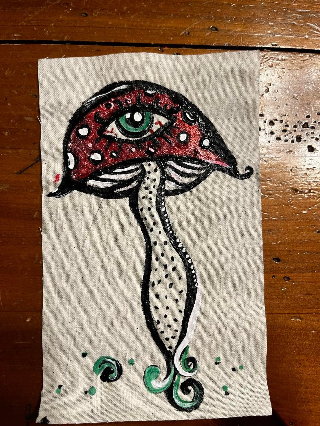 All-seeing Amanita Hand Painted Patch - Etsy