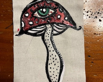 All-Seeing Amanita Hand Painted Patch