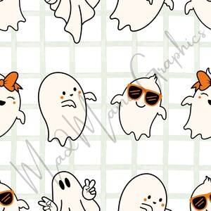 Boho Checkered Ghosts Seamless