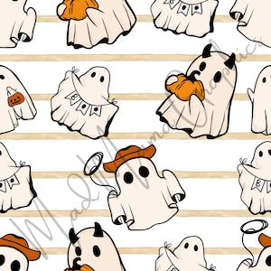 Boho Striped Ghosts Seamless