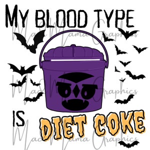 Blood Type Diet Coke Vampire Boo Bucket hand drawn PNG