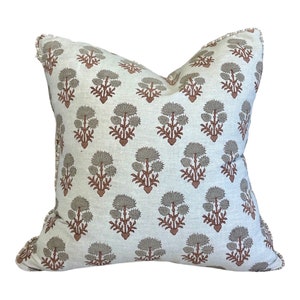 Stripe Floral  Pillow Cover/High End Designer/Rustic Boho Linen/Cushion Case Living Room/Bedroom Couch Sofa Throw/California Casual Pillow