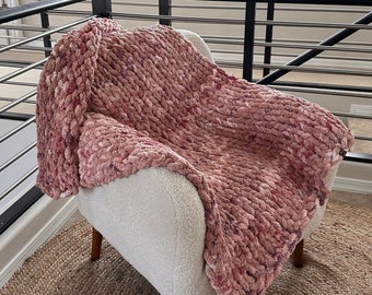 Marble Handmade Chunky Knit Throw Blanket (Standard Size) Soft Chenille Throw - Christmas Gift - Wedding Gift