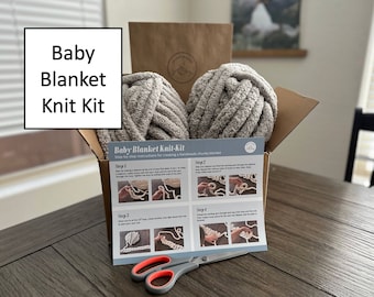 Baby Chunky Knit Blanket DIY "Knit Kit" |  Cozy Crafting  |  Do It Yourself  |  Make Your Own Blanket |  Yarn and Instructions  |  Craft