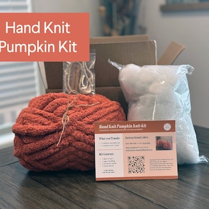 Hand Knit Chunky Pumpkin DIY &quot;Knit Kit&quot; | Cozy Crafting | Do It Yourself | Make Your Own Pumpkins | Yarn and Instructions Included | Craft