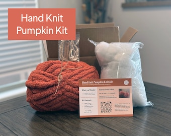 Hand Knit Chunky Pumpkin DIY "Knit Kit" | Cozy Crafting | Do It Yourself | Make Your Own Pumpkins | Yarn and Instructions Included | Craft