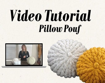 Pillow Video Tutorial: Hand Knit Chunky Blanket Instructions | Cozy Crafting | Do It Yourself | Make Your Own Pillow Pouf | Handmade gift