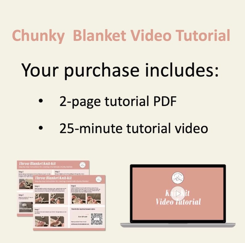 Video Tutorial: Hand Knit Chunky Throw Blanket Instructions Cozy Crafting Do It Yourself Make Your Own Blanket Craft Handmade gift image 3