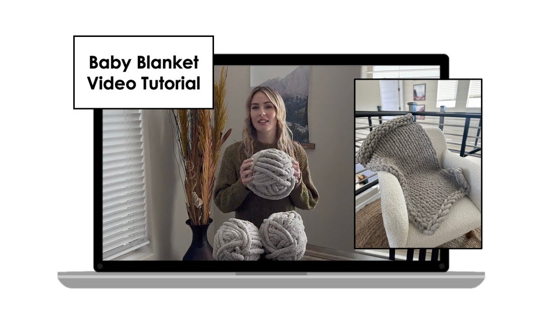 Video Tutorial Baby/toddler Hand Knit Chunky Blanket Instructions Cozy