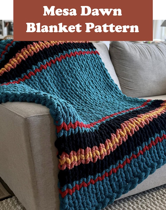 Mesa Dawn Hand Knit Blanket Pattern (PDF pattern only, not a tutorial to make a blanket) -Native American/Southwestern Style Blanket Pattern