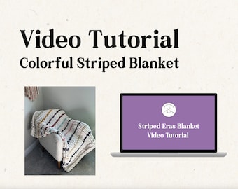 Video Tutorial: Colorful Striped Hand Knit Chunky Blanket Instructions | Color Changing |Do It Yourself |Make Your Own Blanket|Handmade gift