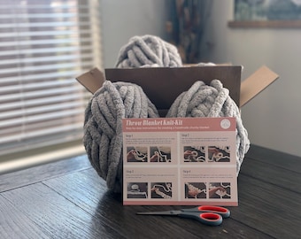Chunky Knit Blanket DIY "Knit Kit" |  Cozy Crafting  |  Do It Yourself  |  Make Your Own Blanket |  Yarn and Instructions Included  |  Craft