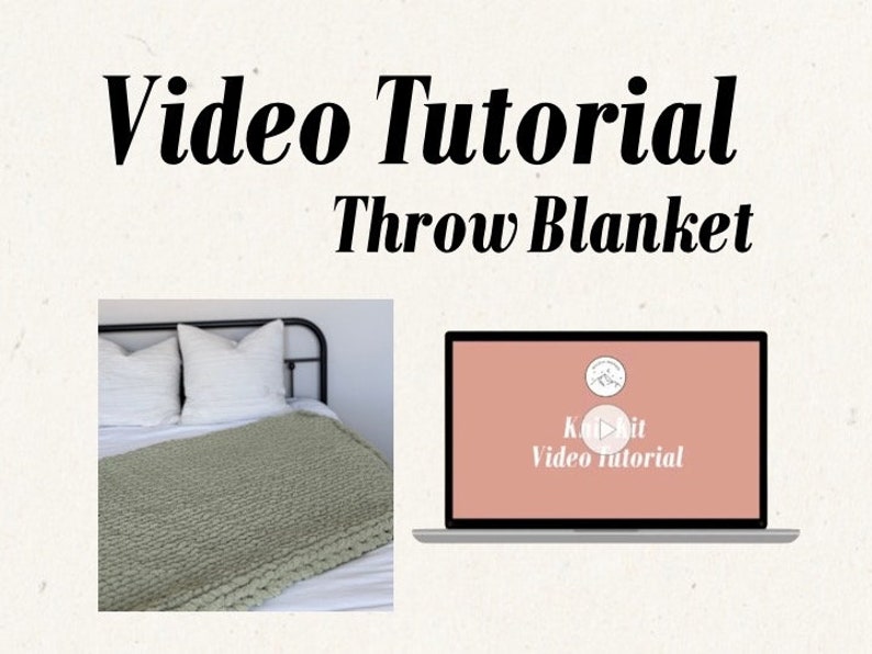 Video Tutorial: Hand Knit Chunky Throw Blanket Instructions Cozy Crafting Do It Yourself Make Your Own Blanket Craft Handmade gift image 1