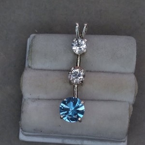 Blautopas und klarer Danburit Anhänger. Sterling Silber Anhänger. 3 Stein Anhänger.