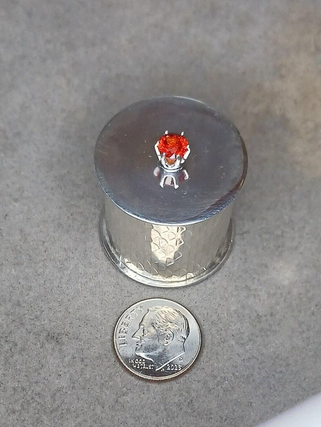 Solid Silver Handmade Container. Custom Faceted Hessonite Spessartine ...