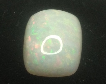 Opal cabochon. White precious opal.  Cushion cut gem.  9x7mm.
