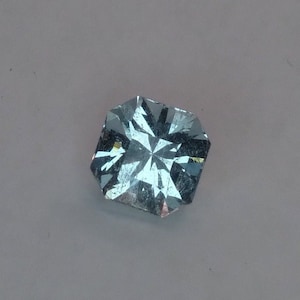 Mt Antero aquamarine.  Faceted Colorado gemstone.  9mm Sq custom Cut. Blue star claim aquamarine.