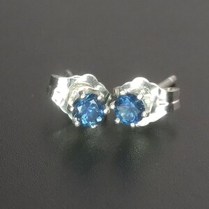 Puede incluir: Un par de pendientes de plata con piedras preciosas azules.