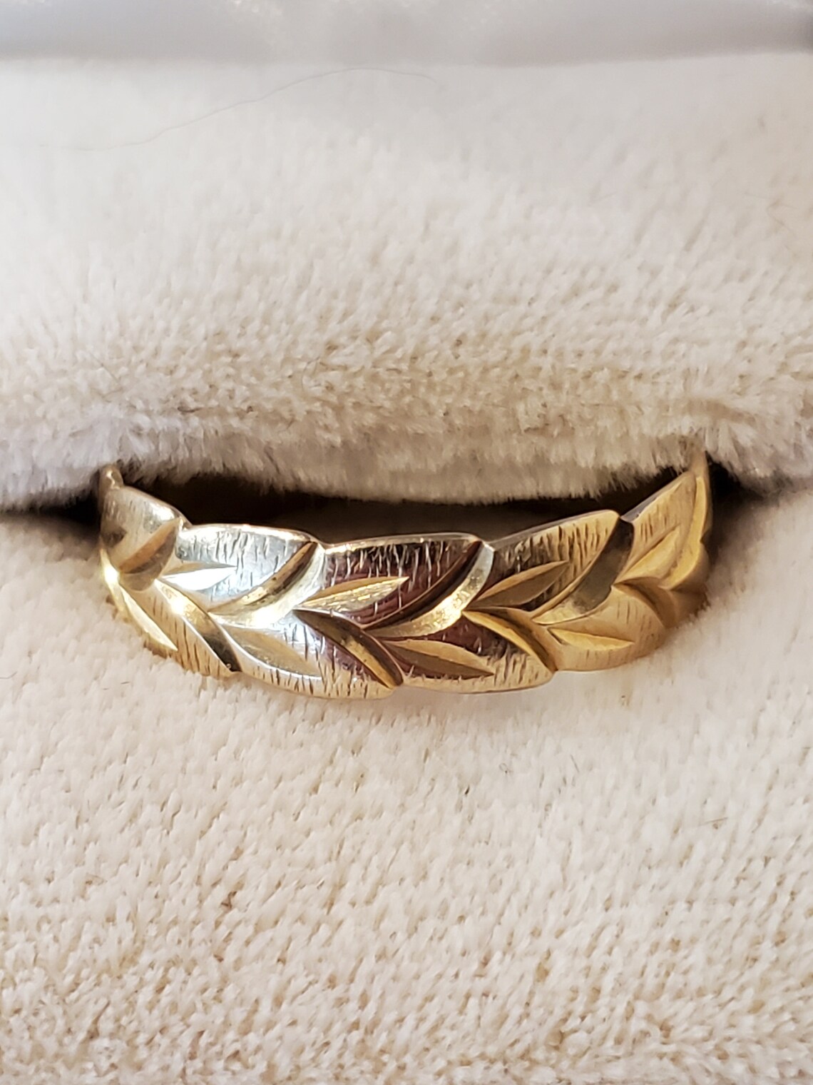 Men's 14K Gold Ring Leaf Ring 8573 Etsy