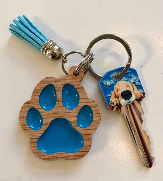 Custom dog paw shop print keychain