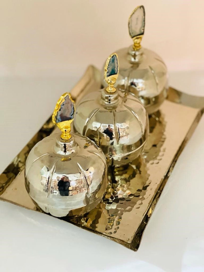 Canisters Set of 3 wih Tray Coffee Tea Canisters with Lids Copper Apple Decor Gift for her