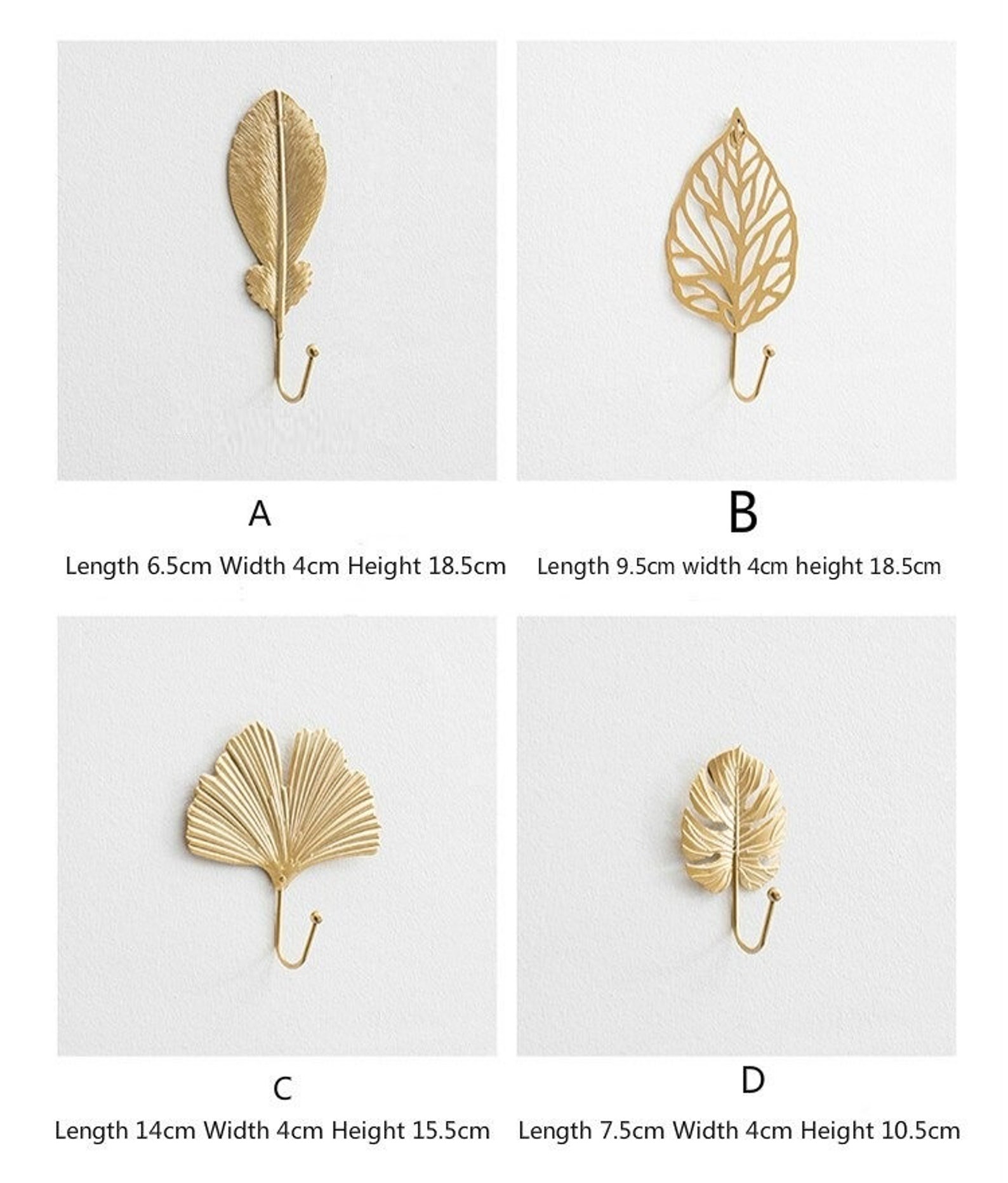 Nordic Gold Leaf Wall Hooks for Hanging Clothes Jewelry Etsy