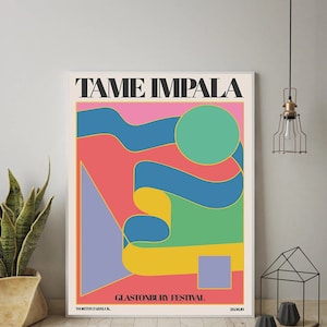 Tame Impala At Glastonburyy Gig - Poster Canvas Prints- Vintage Colorful Canvas Painting Retro Wall Pictures for Living Room Home Decor