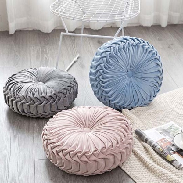 Style Européen Rond Solide Siège Coussin Velours Tissu Dossier Coussin Canapé Oreiller Lit Oreiller - Rouge Gris Bleu Rose Beige Vert