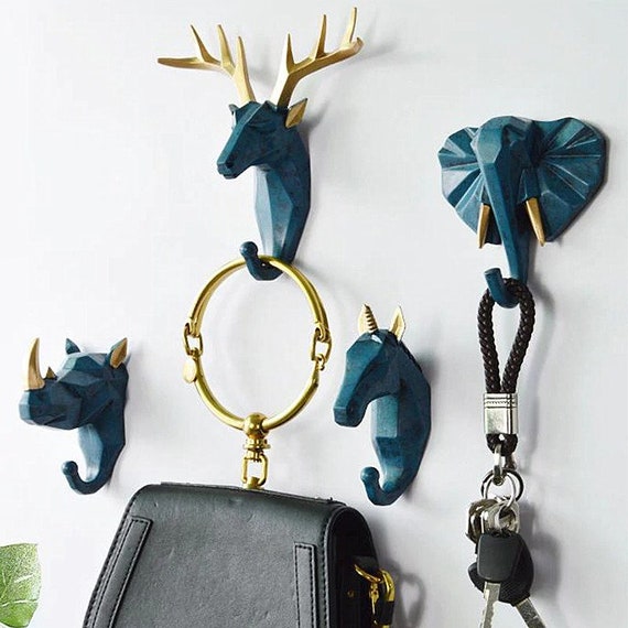 Modern Animal Head Wall Hook-coat, Key Hooks Animal Head Key