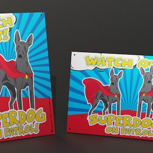 Xoloitzcuintle / mexican hairless &quot;comic&quot; aluminium sign