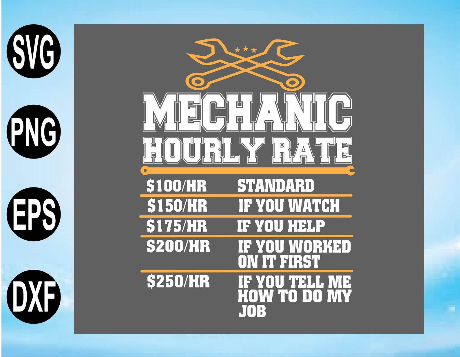 Mechanic Hourly Rate svg Mechanic funny svg mechanic Etsy