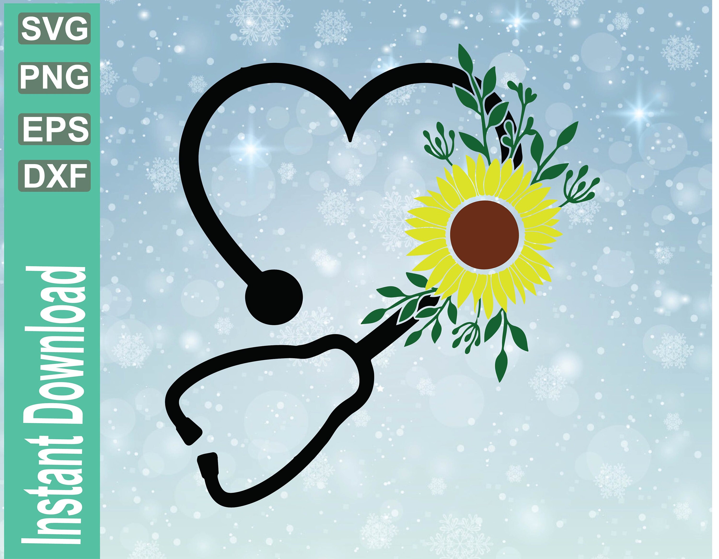 Download Sunflower Floral stethoscope svg flower stethoscope doctor | Etsy