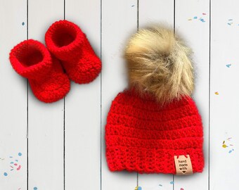 Baby Beanie, baby booties, baby set, newborn, baby, winter, unisex