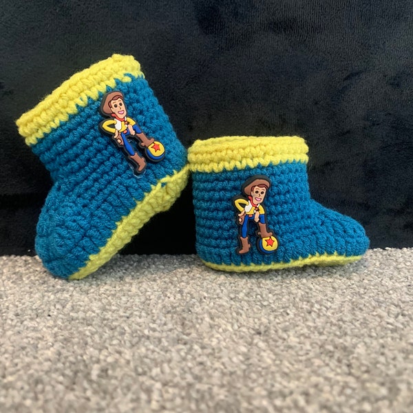 Baby booties, Woody, Toy Story, Booties, Newborn, Crochet Baby Booties, Unisex, Baby Shower, Baby gift, Cot Shoes, Baby Slippers