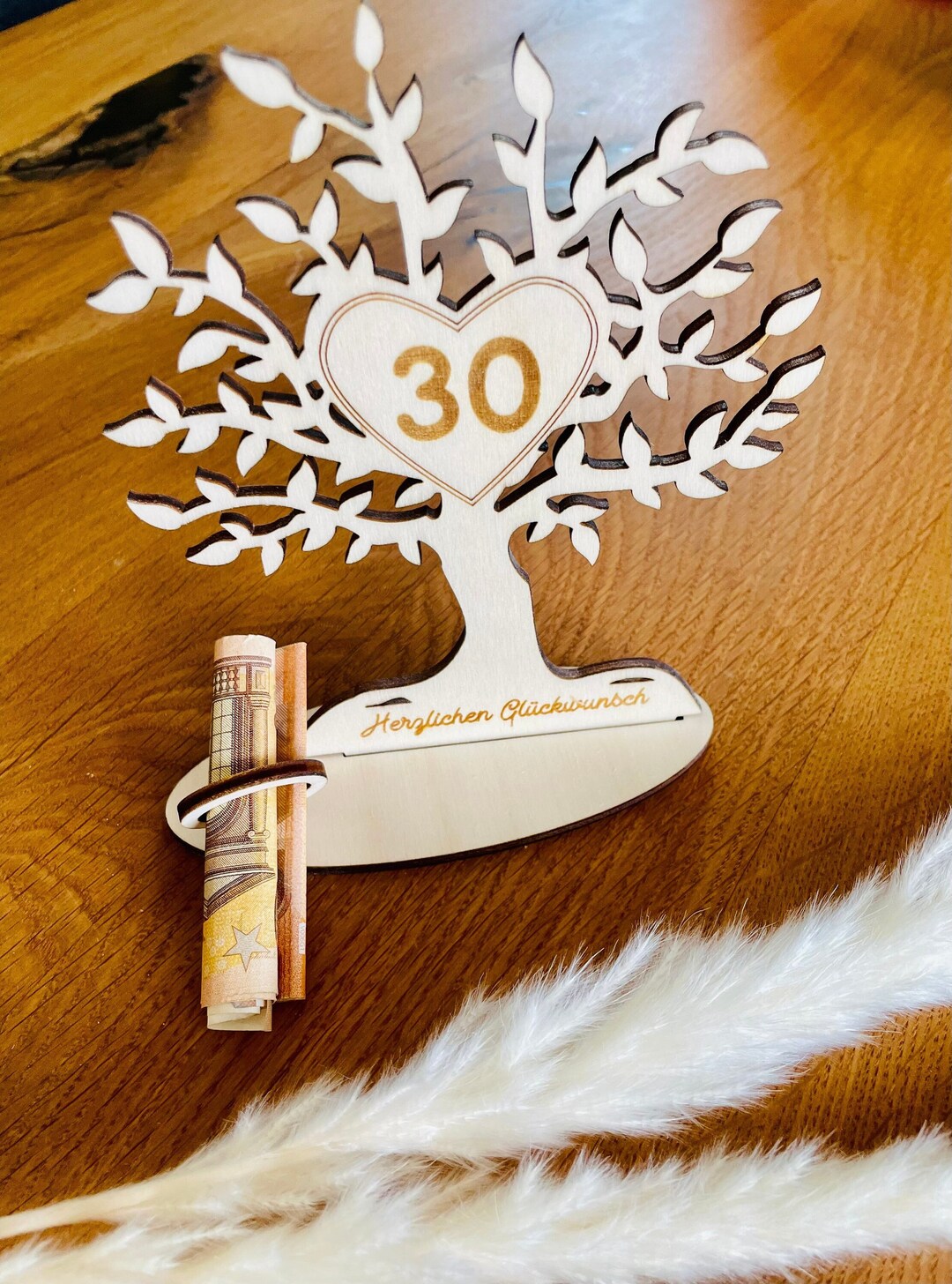 Geldgeschenk zum Geburtstag, Baum mit Jahreszahl und Personalisierung