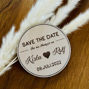 Save The Date Karte aus Holz Rund
