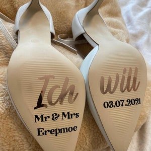 Hochzeitsschuhe Aufkleber Ich Will Brautschuhe Aufkleber Sticker Personalisierbar Bild 3