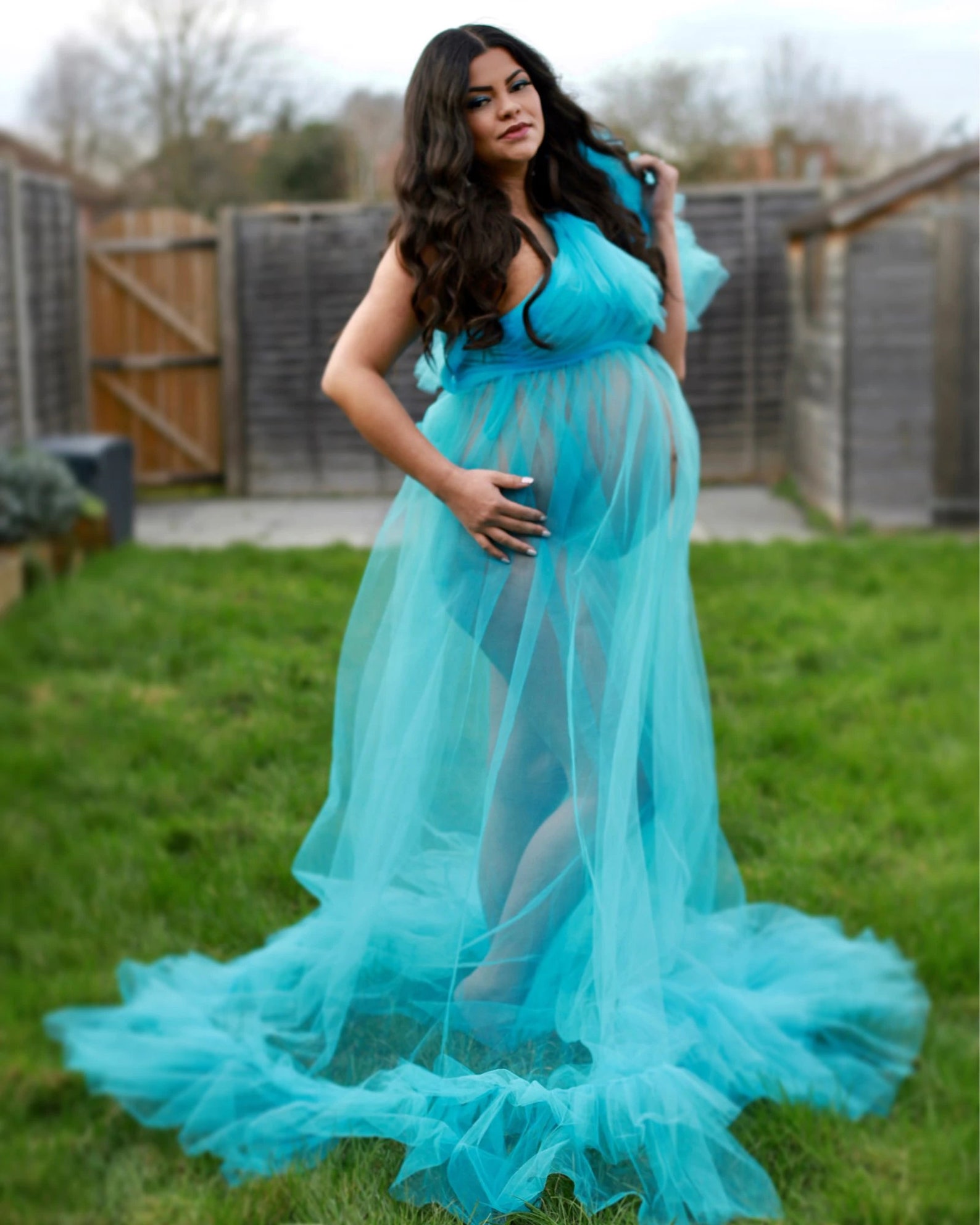 Bridal Fluffy Tulle Maternity Robes pregnancy photoshoot | Etsy