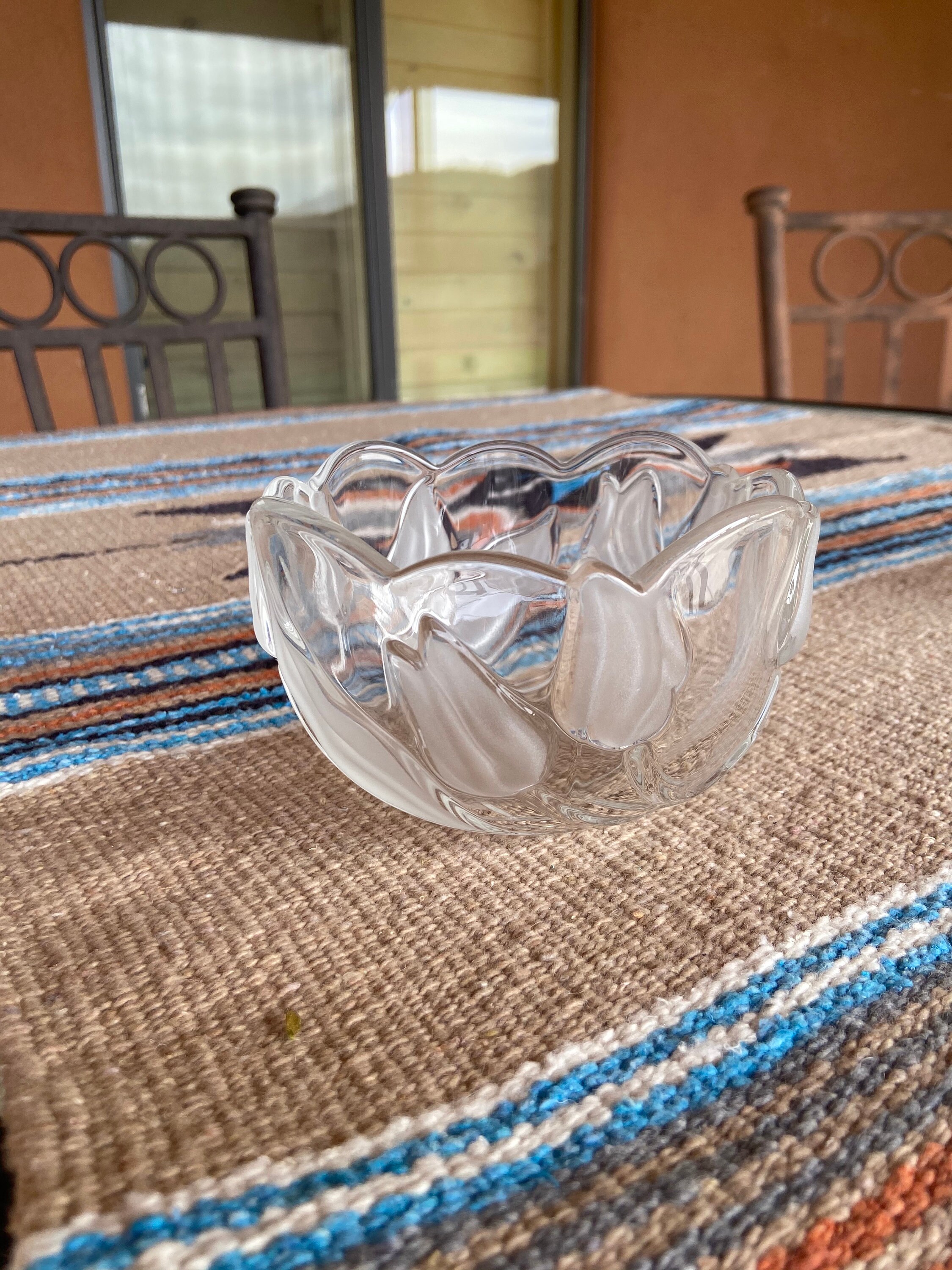 Vintage Mikasa Glass Tulip Flower Glass Bowl Frosted Tulip Etsy